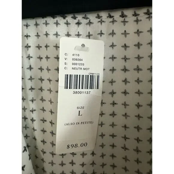 11.1 Tylho ANTHROPOLOGIE Minnie Blouse Ruffle Tunic Top Shirt Cross Print- L NWT - Picture 6 of 7